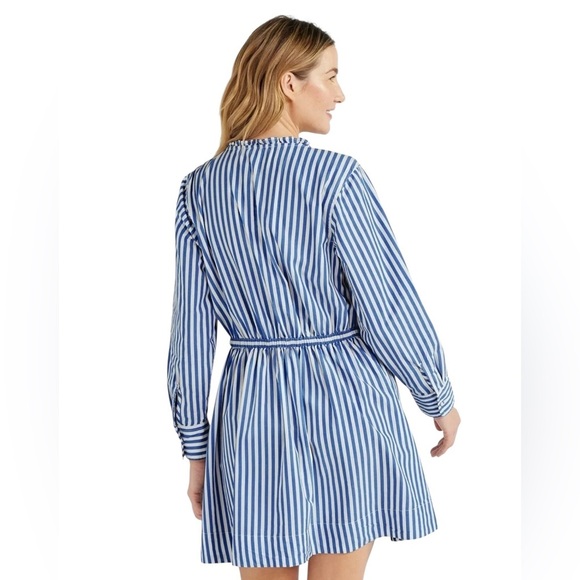 Free Assembly 100% Cotton Striped Ruffle Neck Mini Dress - Picture 2 of 12